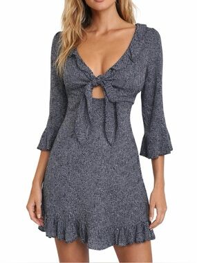 NWT Auguste the Label | Diamond Rumba Sleeved Mini Dress | Black | Women’s XS